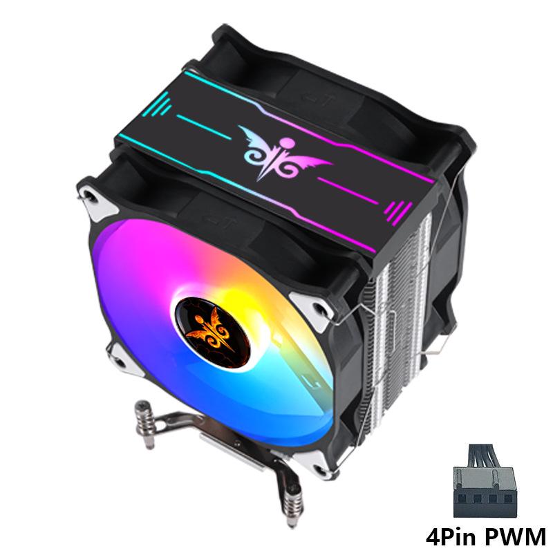 Silent Desktop CPU Cooler with 4 Copper Pipes, 12cm Tower Fan, Colorful LED, and Temperature Control for LGA2011/x79/x99 Sockets.
