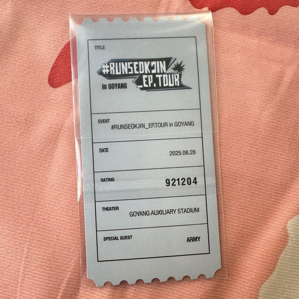 [USED] 6/28 RUNSEOKJIN_EP.TOUR LIVE plan trading card Jin