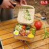 Aluminium Lunchbox Camping Koken Draagbaar Opvouwbare Lunch Diner Box met Bamboe Deksel Outdoor Camping Koken Metalen Lunchbox