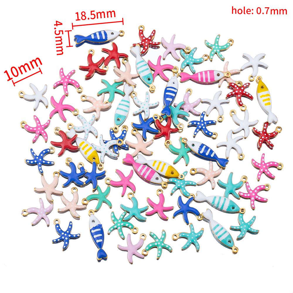 20pcs Stainless Steel Cute Marine Dolphin Octopus Crab Fish Tail Starfish Charms Necklace Earring Pendant for DIY Jewelry Making
