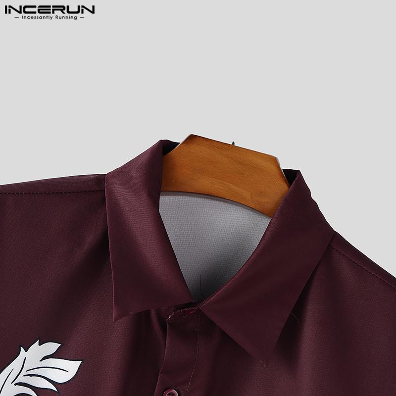 INCERUN Men Lapel 3/4 Sleeve Floral Print Casual Loose Oversized Shirts Tops