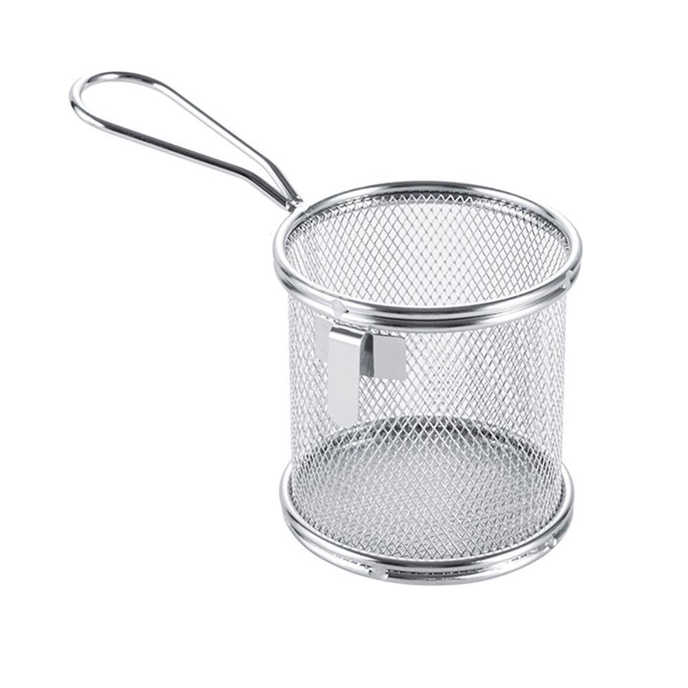 304 Stainless Steel Deep Frying Basket with Hook&Handle Multi-funcational Hangable Colander Mesh Sieve Oil Filter