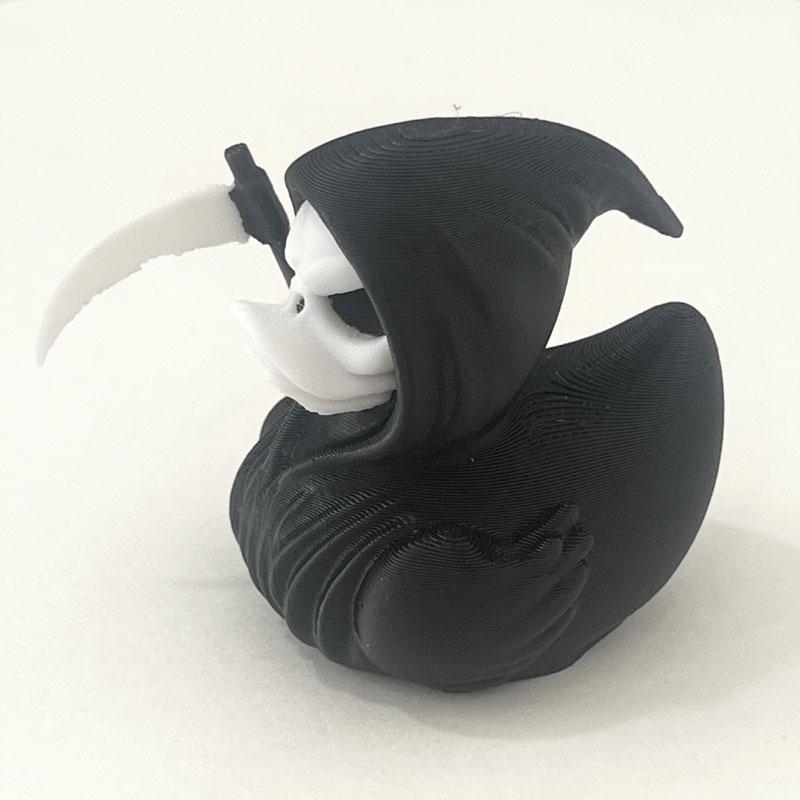 3D Printing Black Killer Duck Anime Figurine Grim Reaper Duck Halloween Ornament Cartoon Desktop Ornament Halloween Gifts Toys
