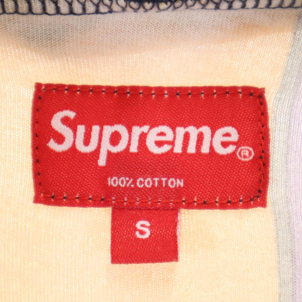 Supreme Striped Pattern Short sleeve Hoodie T-shirt S Navy Men's Used