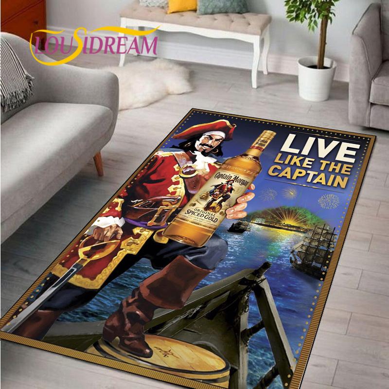 Captain Morgan Musterteppich für Schlafzimmer Wohnzimmer Teppich für Küchenbodenmatten Heimdekor Kinder Rutschfeste Bodenmatte Teppich Alfombra