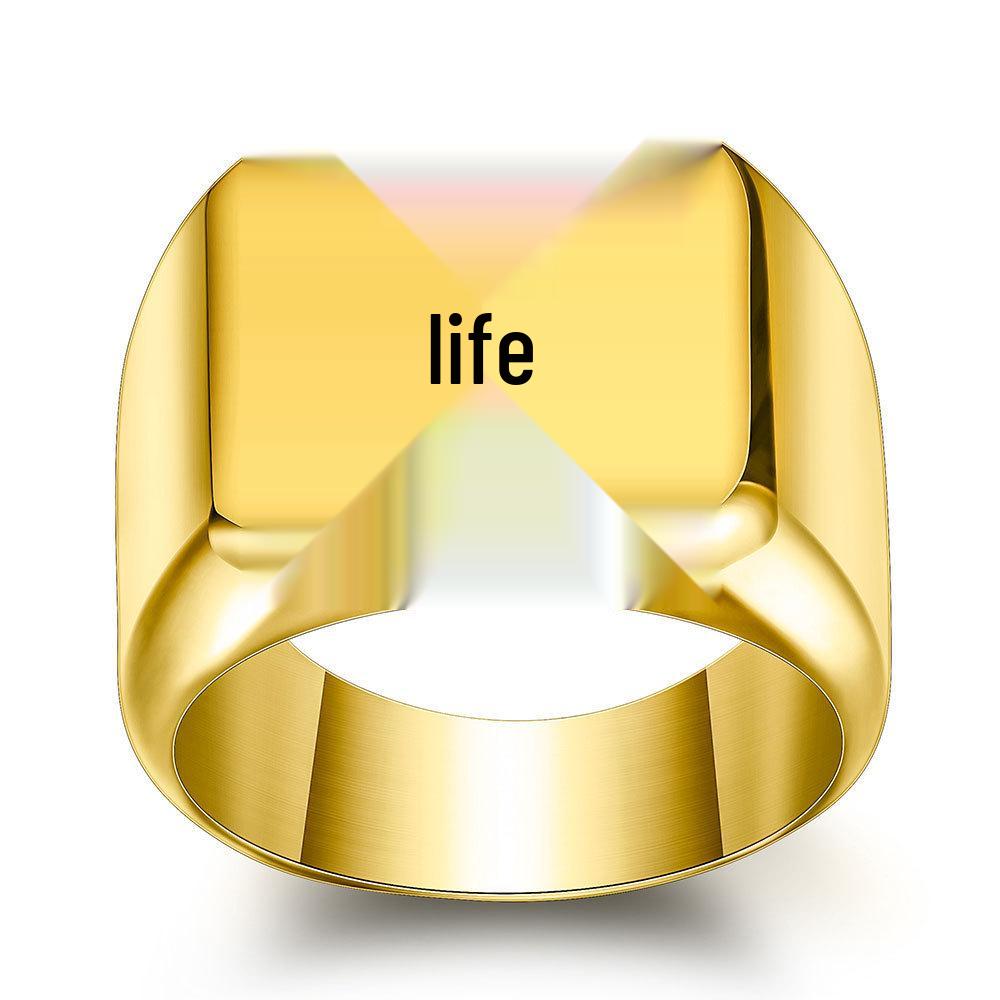 European Creative Mysterious Eye Titanium Steel Men s Ring – Retro Punk Square 18MM Trendy Student Accessory. Size 6