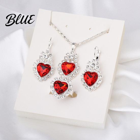 Trendy Jewelry Set Heart for Women Shiny Rhinestone Unique Design