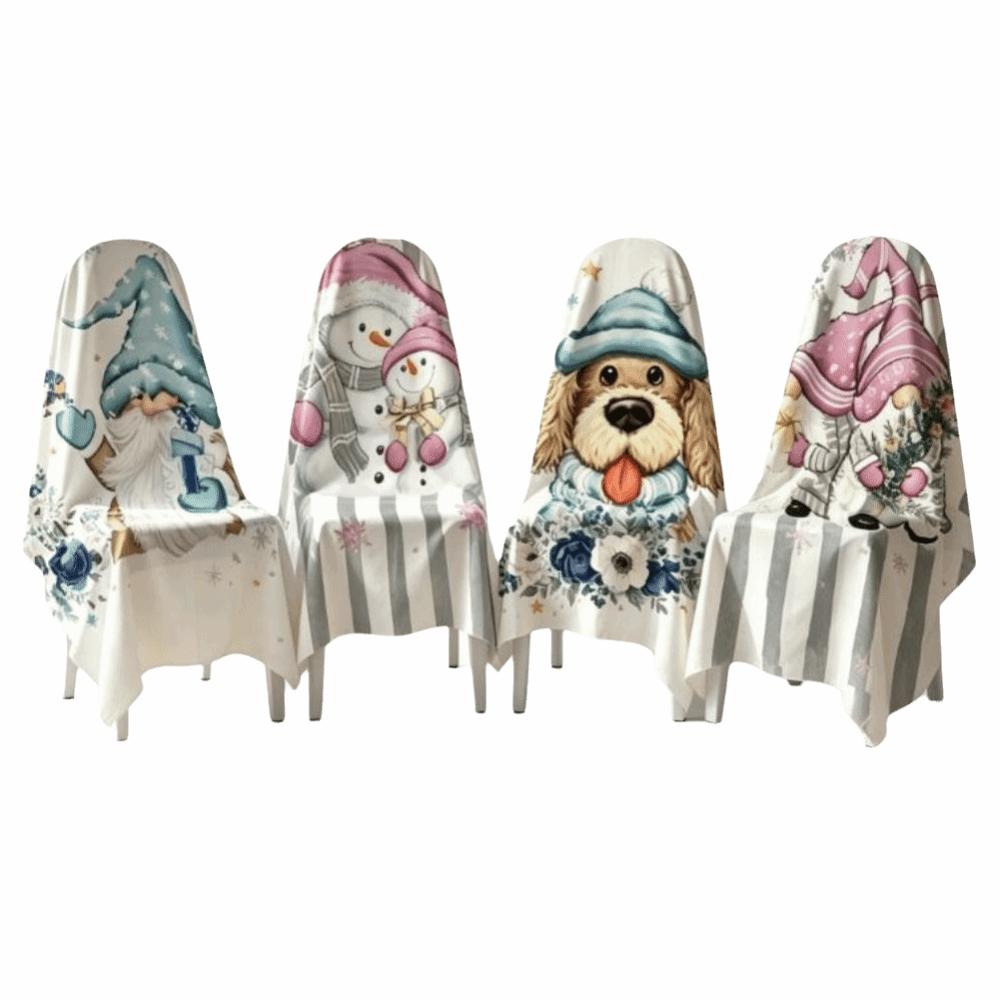 4 pcs Dustproof Chair Protective Sleeves Dwarf Santa Chair Dust Cover New Year Party Decor