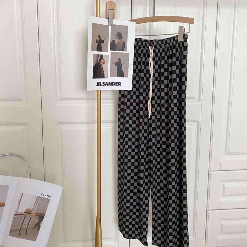 VEZFAA Women's Fashion Casual Plaid Print High Waist Trousers Pants & Capris