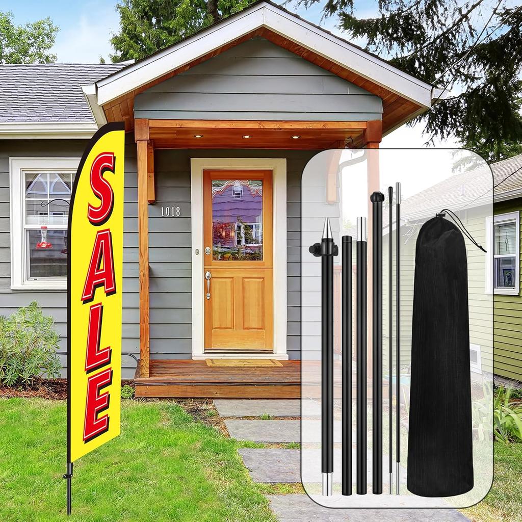 2 Sets Sale Themed Swooper Flag with Storage Bag Flagpole Kit and Ground Stake, 7 ft Sale Banner Feather Flag for Retail Store Business Advertising