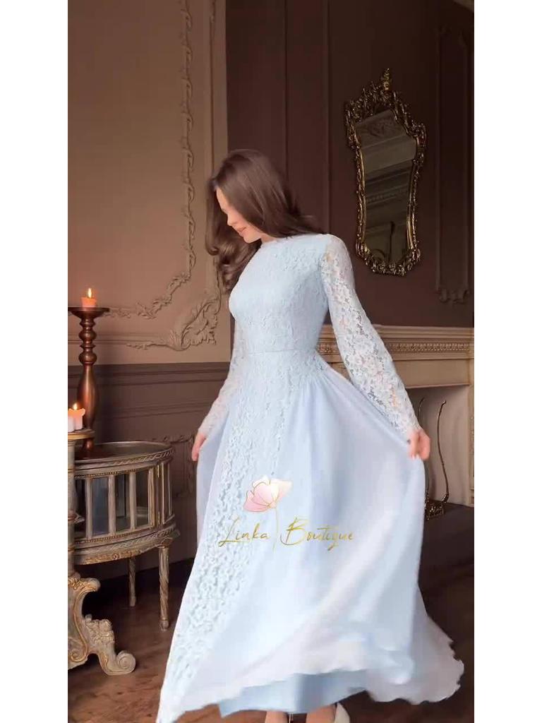 Women's European-American Style Waist-Cinched Long Sleeve Retro Dress, Soft and Elegant for Summer 2025