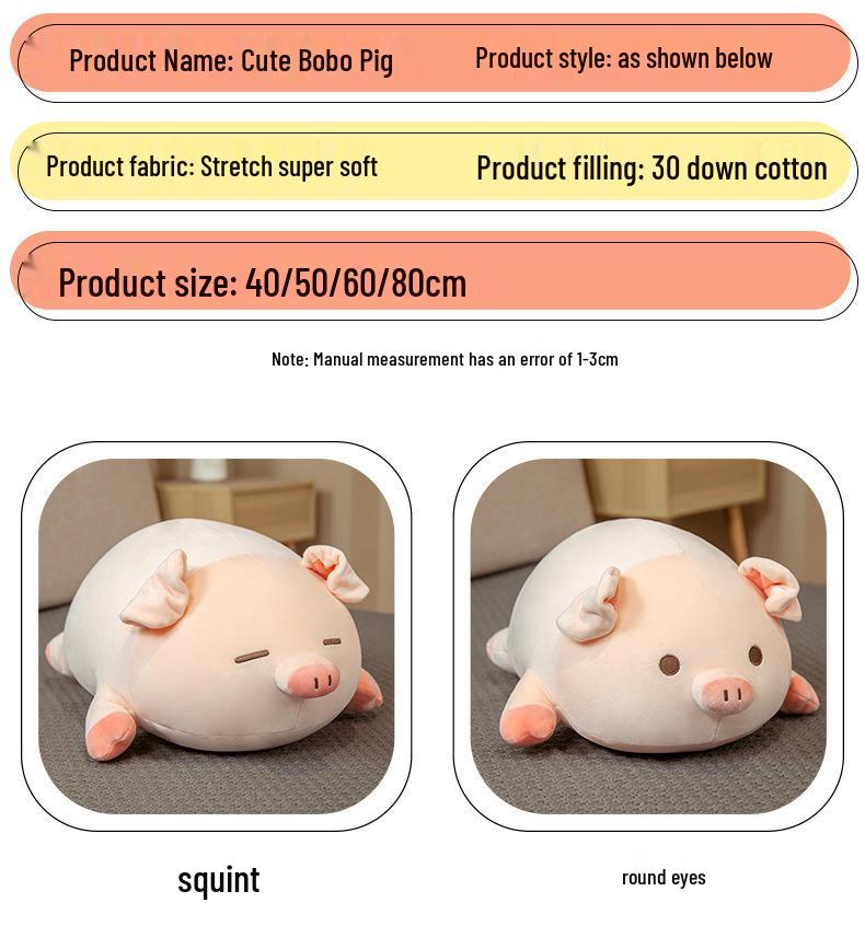 Pig Plush Toy Pillow - Soft & Cute Bedside Cuddle Cushion