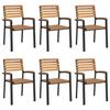 Stackable Garden Chairs 6 Pcs Solid Acacia Wood and Metal