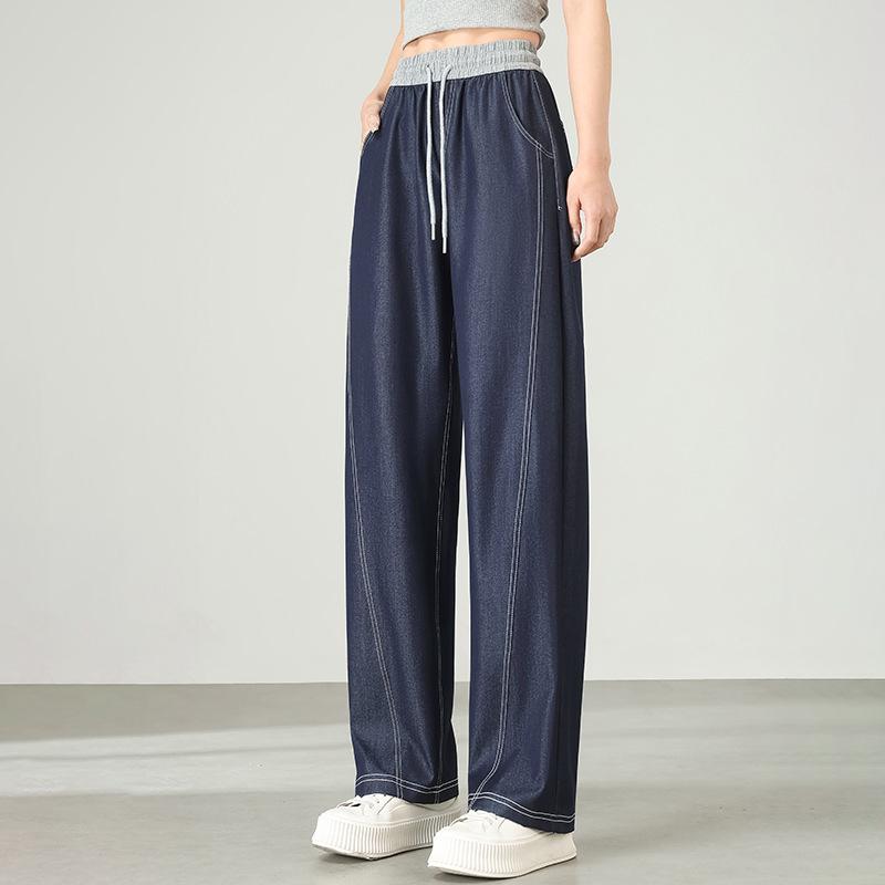 New Summer Casual Sportswear Pants Anti-wrinkle and Slimming Plus-size Women's Denim Straight-leg Pants