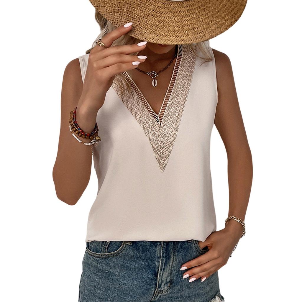 Damen V-Ausschnitt Modisch Spitze Lässig Vielseitig Schlanke Weste