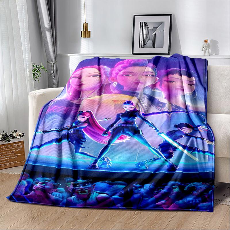 Cartoon Kpop Demon Hunters Rumi Mira Zoey HD Soft Flannel Blanket for Beds Bedroom Sofa,Throw Blanket for Cover Picnic Gift