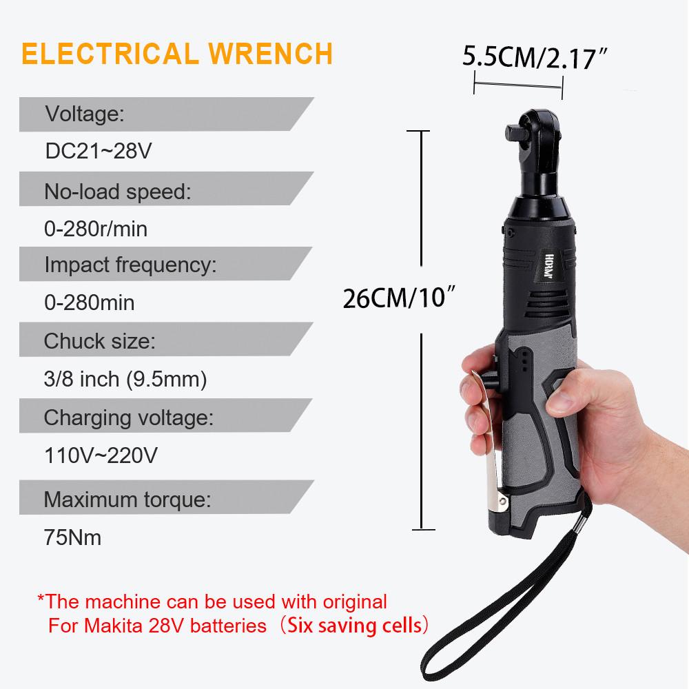 Cordless Electric Impact Wrench Screwdriver 3/8 Right Angle Electric Ratchet Wrench Portable Power Tool Set