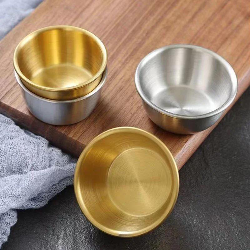 Small Seasoning Dish 304 Stainless Steel Kitchen Sauce Cup Ketchup Dipping Bowl Appetizer Plates Sushi Vinegar Soy Saucer Dish