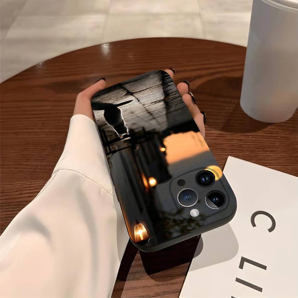 

Majestic Cat Phone Case For iPhone 17,16,15,14,13,12,11,Pro,X,XS,Max,Plus Soft Black Cover iPhone16pro
