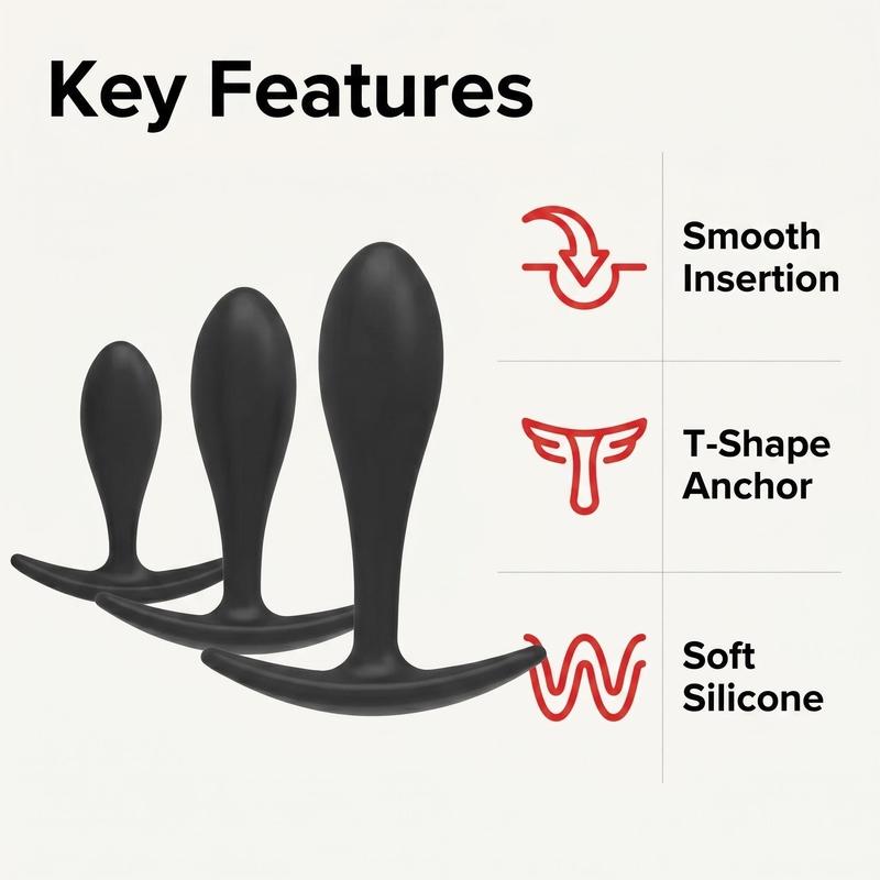 Silicone Anal Plug Butt Plug P-Spot Prostate Stimulator 3 Sizes Optional Unisex Beginner Wearable Adult Toy
