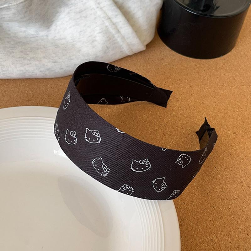 

Кавайная мультяшная повязка на голову с кошкой Китти, милая аниме повязка для умывания лица, нескользящая повязка для женщин, девушек, милые повязки на голову, подарки на день рождения чёрный