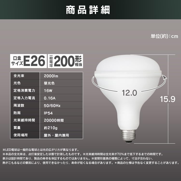 Iris Ohyama LED Floodlight Replacement Bulb, 2000lm, LDR16D-H-E2