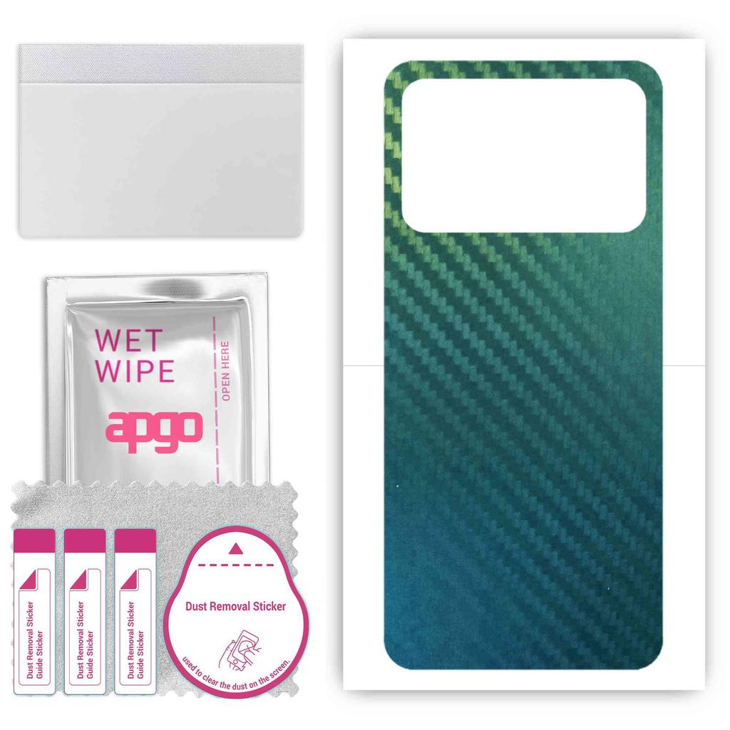 apgo Autocolant protector pentru spate compatibil cu Poco X5 Pro, folie de protecție, folie, vinil - model Carbon Chameleon CAKA1