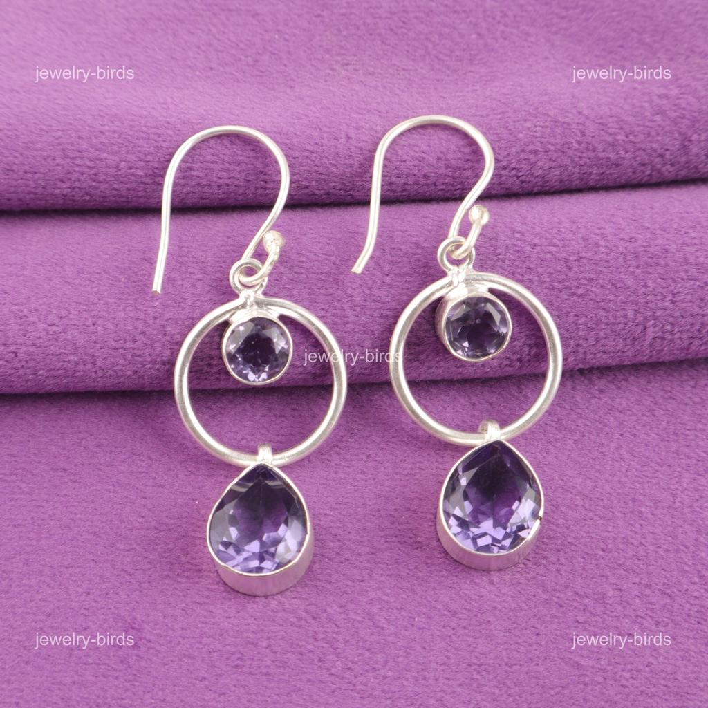 Iolite Gemstone 925 Silver Engagement Wife Gift Dangle Hook New Earrings Jewelry EE-140-1