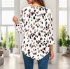 Women Plus Size Round Neck Three Quarter Sleeve Geometric Printed Pointed Hem Casual Blouse