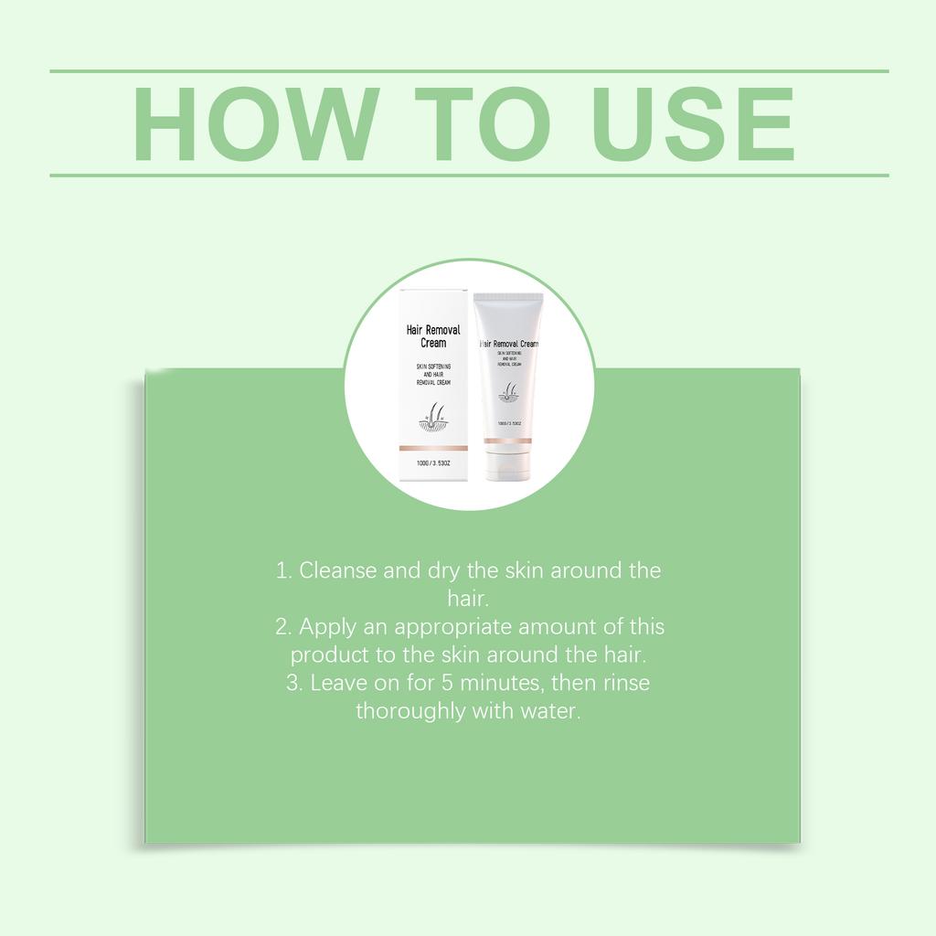 Hair Removal Cream Painless Non Irritating Moisturizing Safe For Sensitive Body Areas Growth Inhibitor Body Care Men Women 100g