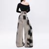 Women's High-Waist Retro Tie-Dye Gradient Jeans - Loose, Wide-Leg, Floor-Length Pants for Early Autumn