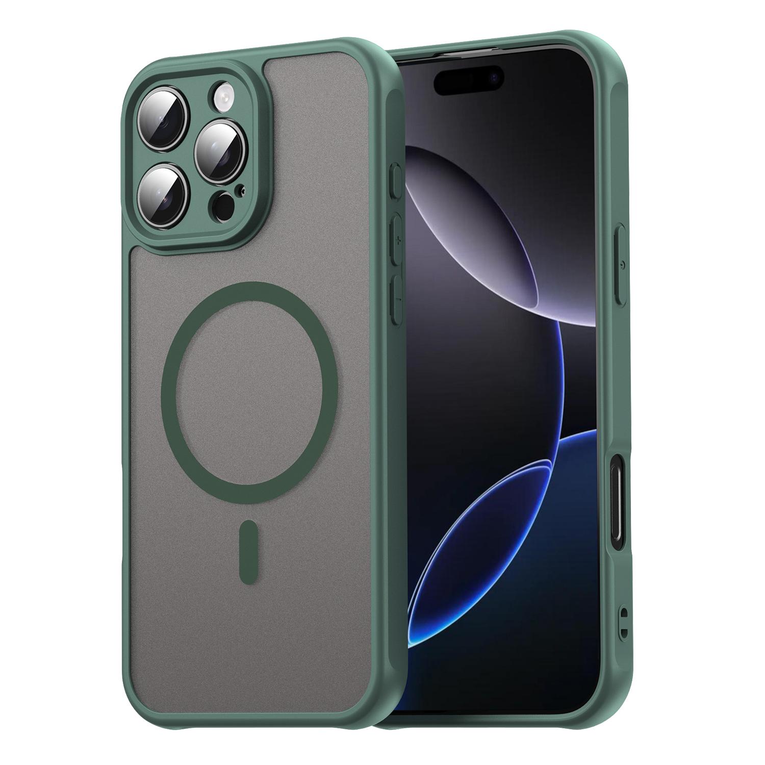 

For Magsafe Magnetic Wireless Charge Frosted Case For iPhone 16 15 14 13 12 Pro Max Plus Funda Shockproof Matte Back Cover Coque For iPhone 16e зелений