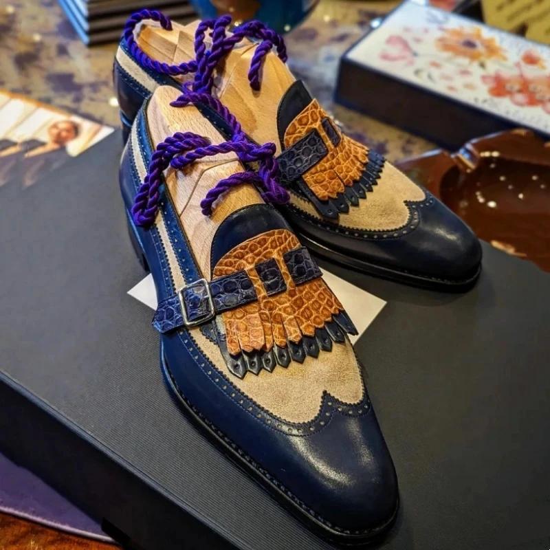 Men Fashion Classic Lefu Shoes Pointed Metal Buckle Party Office Business Block Shoes Size 38-46 Men Shoes