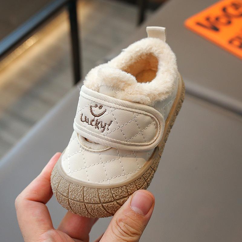 Kinder Baumwollschuhe Lauflernschuhe Smiley Gesicht 2024 Winter Warm Low Top Jungen Rutschfeste Weiche Sohle Baby Outdoor Baumwollschuh