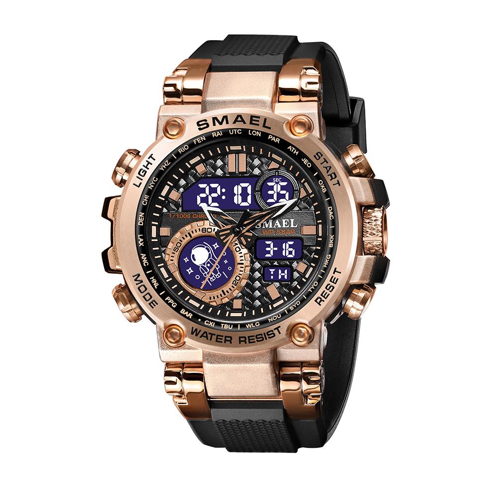 SMAEL 8093 Tactical Digital Large dial Multi functional Alloy Dual Display Waterproof Men's Sports Electronic Watch