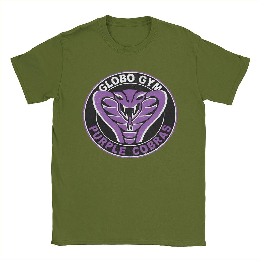 Funny Globo Gym Purple Cobras Vintage Logo T-Shirts for Men O Neck Cotton T Shirts Dodgeball Movie Short Sleeve Tee New Merch