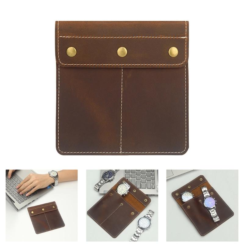 Stylish Genuine Leather Watch Organizer Compact and Durable Storage Case for Jewelry and Watches Ornamemnt Brown Bags