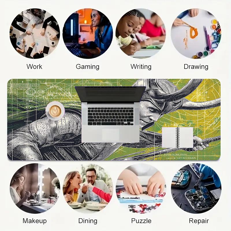 1Pc Warrior Motion Gaming Mouse Pad Keyboard Desk Mat Non-slip Rubber Lock Edge Waterproof Computer Mousepad for Office Home Decor S1914