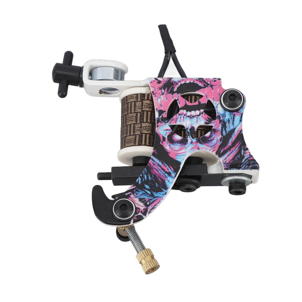 10 Wrap Coils Tattoo Machine Skull Pattern Liner Coils Tattoo Machine for Beauty Salon Pink