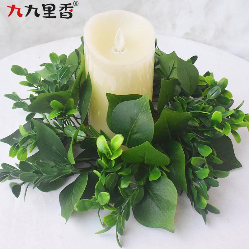 American Imitation Wreath Candle Wreath Eucalyptus Wreath Boxwood Wreath Table Party Decoration Wreath