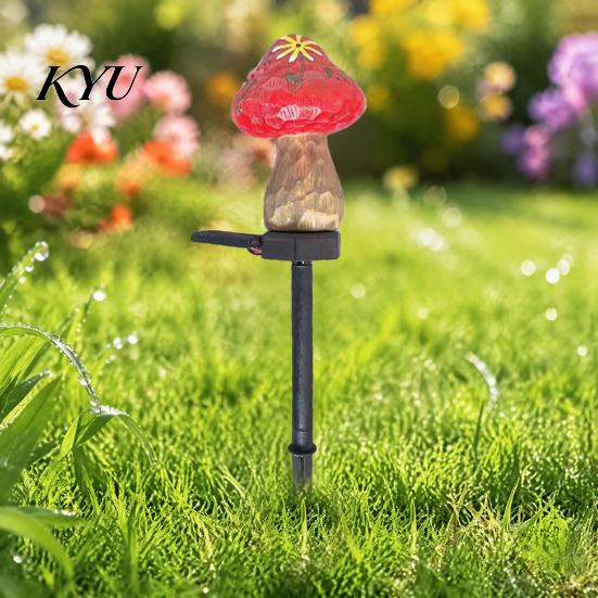 Warm LED Garden Decoration Solar Mushroom Stake Light, Resin Fairy Lamp with Tale Forest Decor Glow, Waterproof Outdoor Yard for Lawn Patio