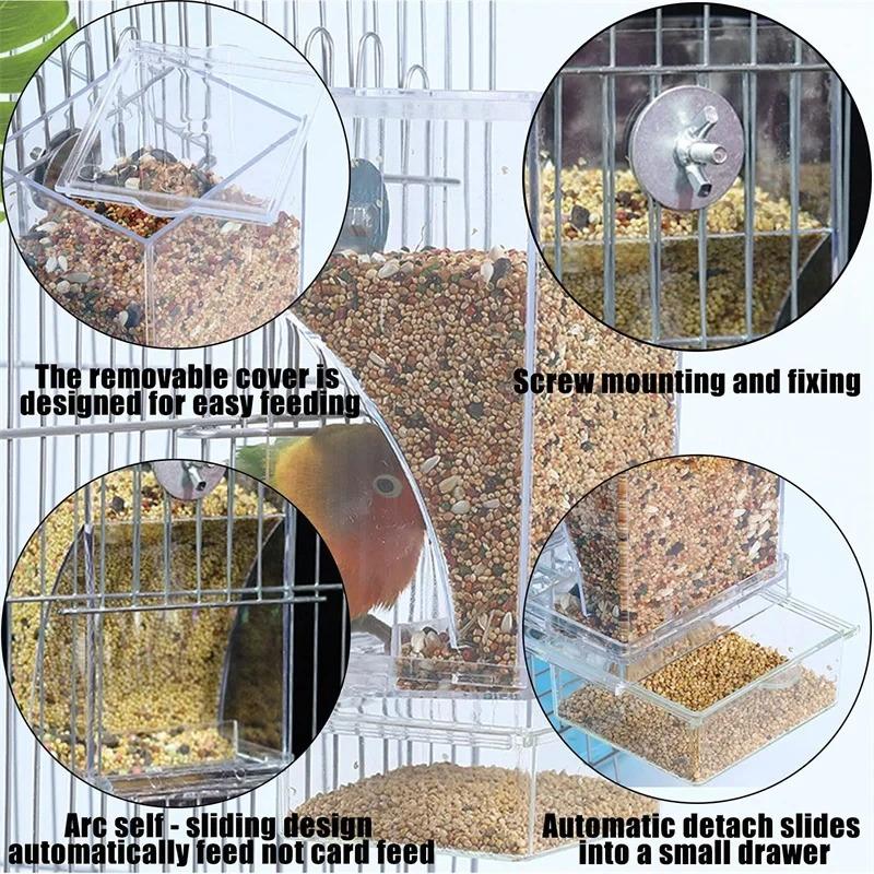 Anti Splash Automatic Parrot Feeder with Transparent Acrylic Design Automatic Allocation of Essential Accessories for Birdcages