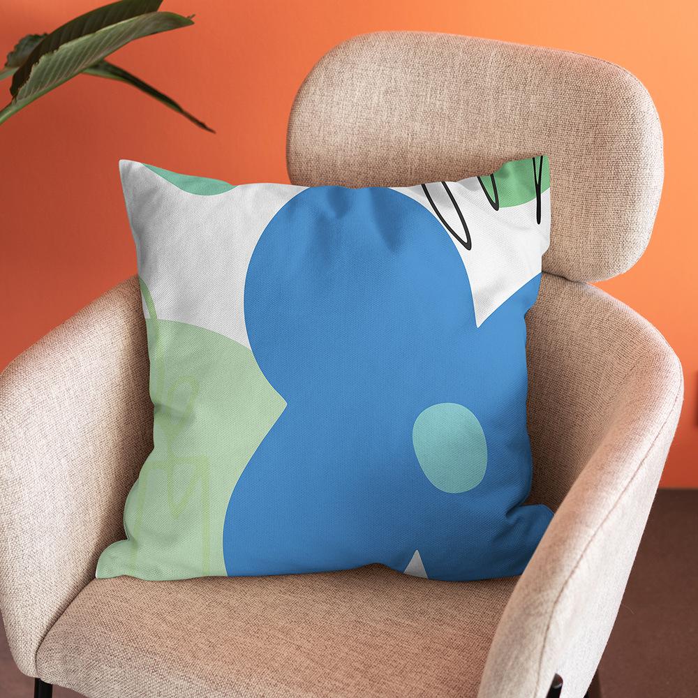 Nordic Abstract Art Flower Print Pillowcase Short Plush Pastoral Simple Home Sofa Cushion Car Cushion