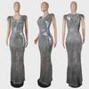Elegantes europäisches und amerikanisches Pailletten-Abendkleid mit gefiederten Schultern