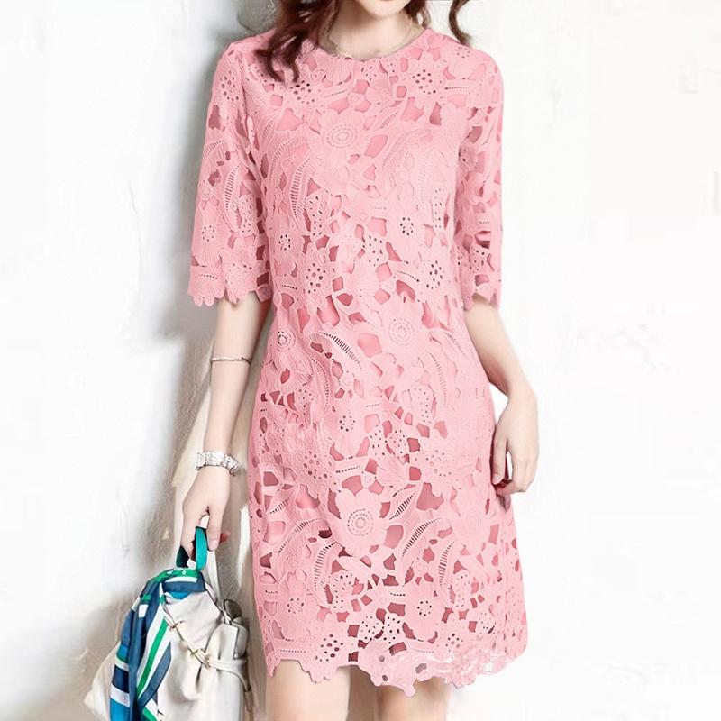 

ZANZEA Повседневное летнее платье с кружевной вышивкой, пэчворком и рукавами половинной длины для женщин 4XL