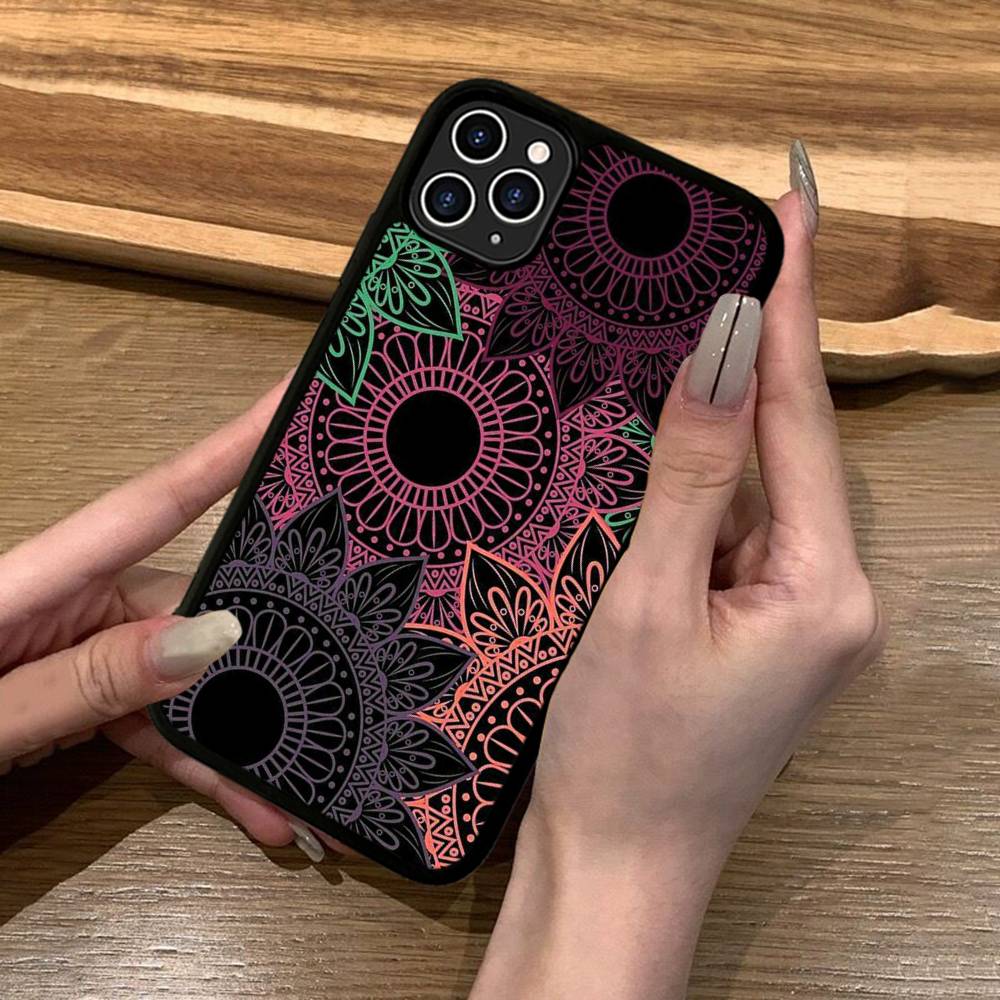 Luxury Art Mandala Phone Case Silicone PC+TPU For For IPhone 11 12 13 14 15 16 Plus Pro Max Cover