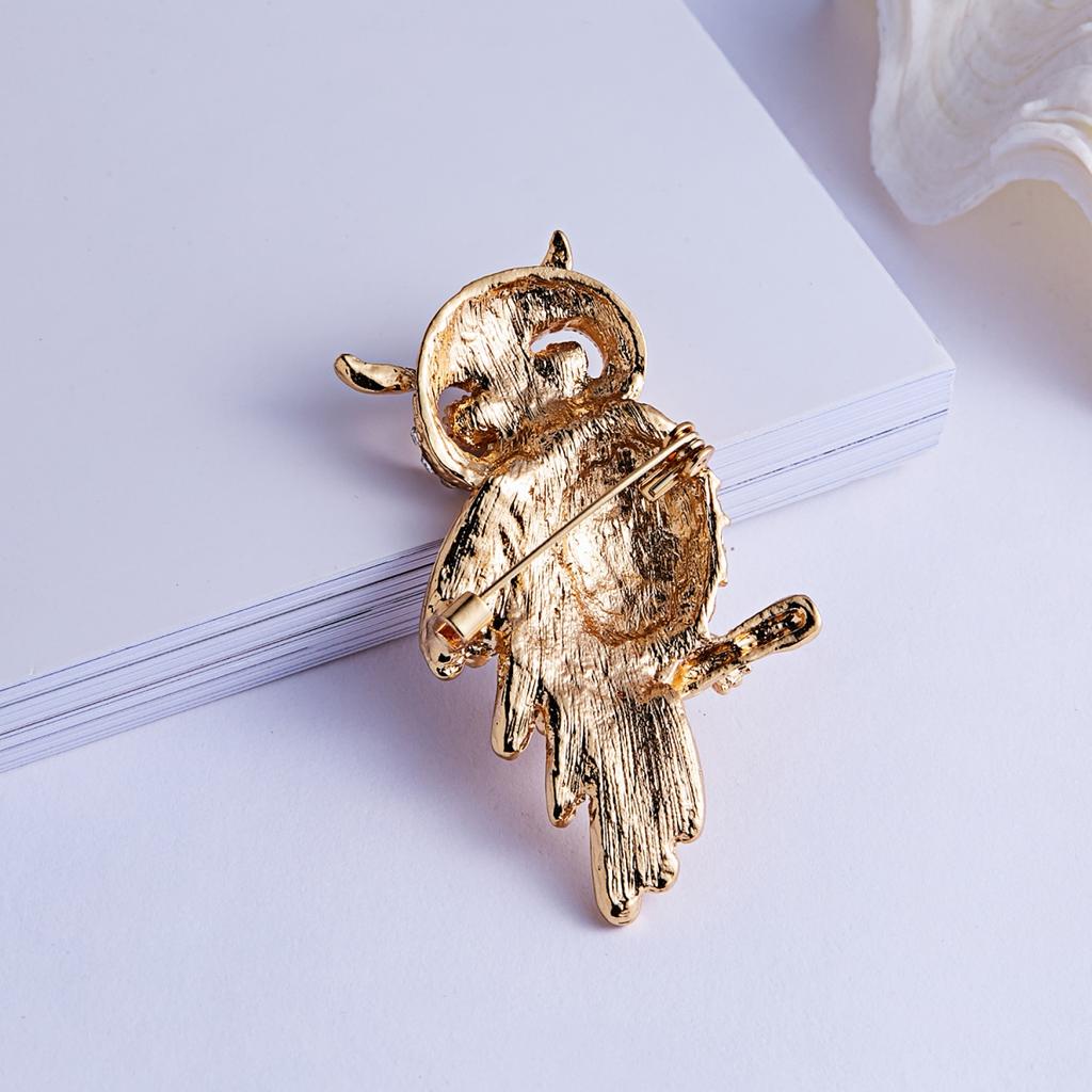 Temperament Full Rhinestone Owl Sitting On Branches Brooch For Women Men Trendy Lovely Flying Bird Owl Animal Pins Jewelry Gifts