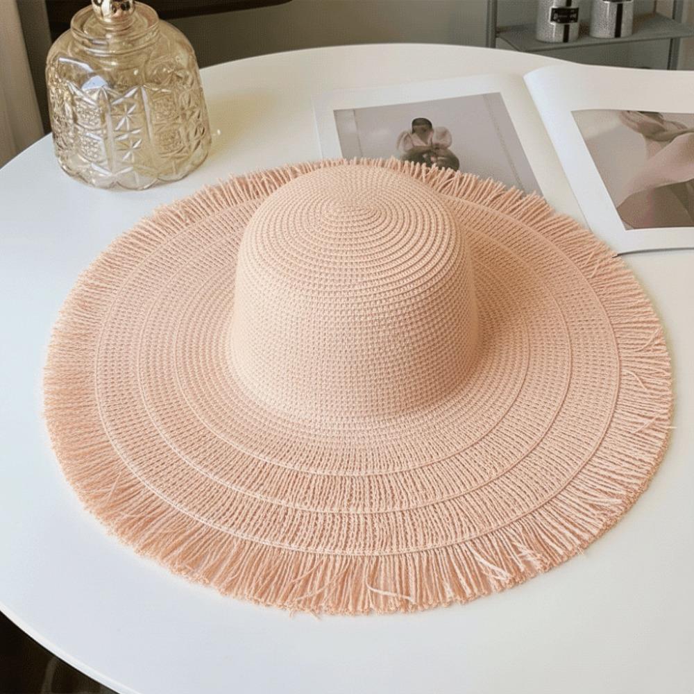 Wide Brim Sun Hat Sun Protection Fisherman Hat Women Fashion Straw Hat  For Beach Holiday Vacation
