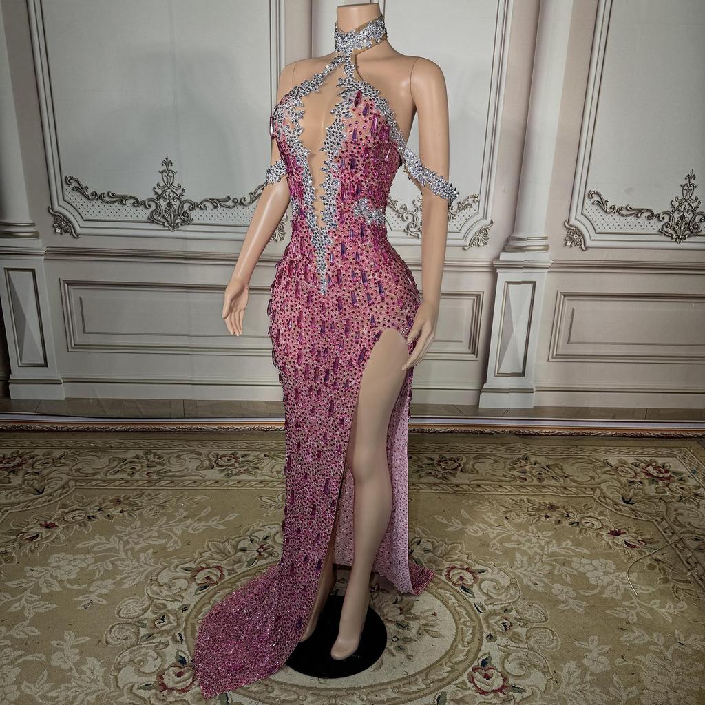 2026 Spring Arrival: Pink Sequin Mermaid Evening Gown for Banquets and Events