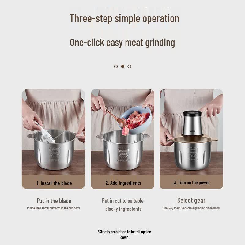 SUPOR ZMD Series 3L Stainless Steel Electric Meat Grinder JRD06 CN plug (adapter included)